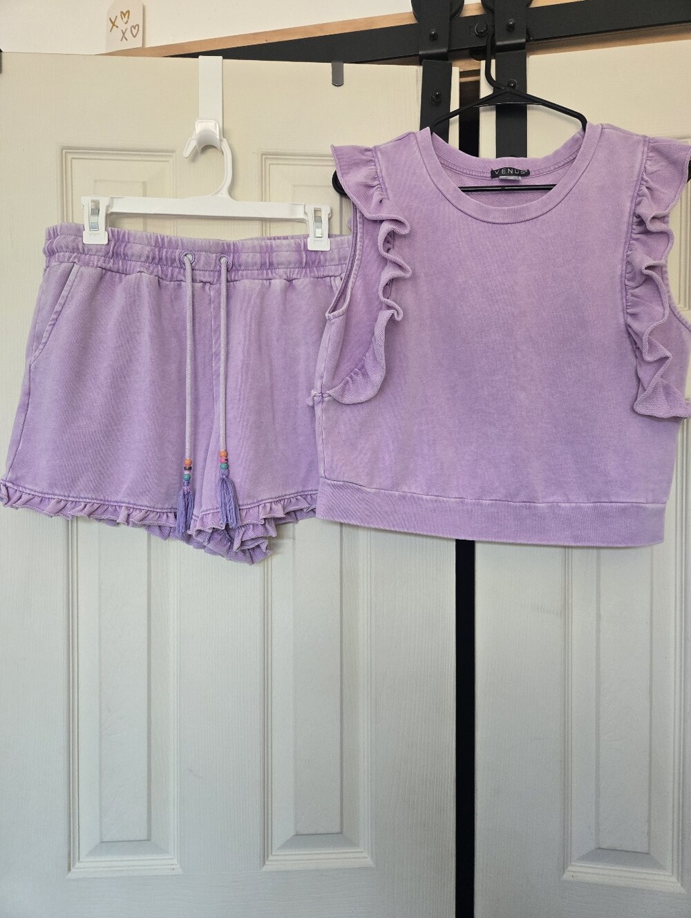 VENUS Lavender Ruffle Sleeve Lounge Tank & Shorts Set